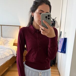 Zara long sleeve polo OXBLOOD